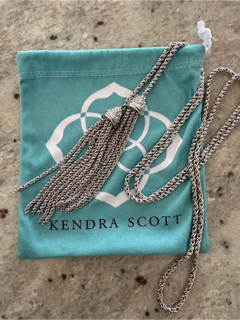Kendra Scott Silver-Tone Double Tassel Rope Chain Necklace